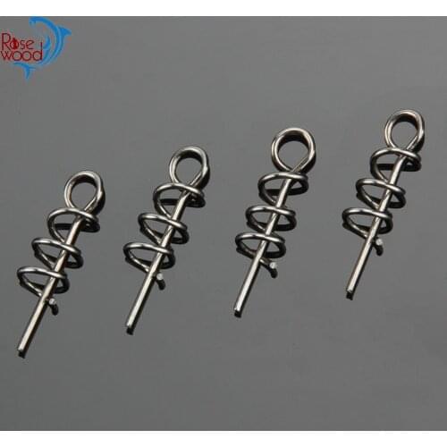 RoseWood 14mm Fixed Soft Bait Connector Spring Lock Pin Crank Hook Pins Latch Fishing Accessories Pesca 50pcs/Lot