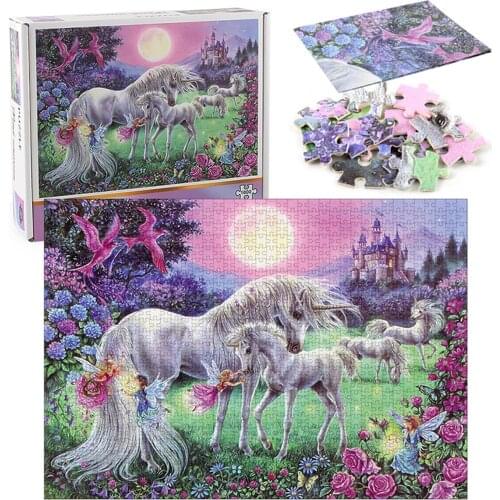 1000 Pieces Jigsaw Puzzles For Adults Children Unicorn Puzzle Jigsaw Parper Decompressing DIY Large Puzzle Educational Toys Gift