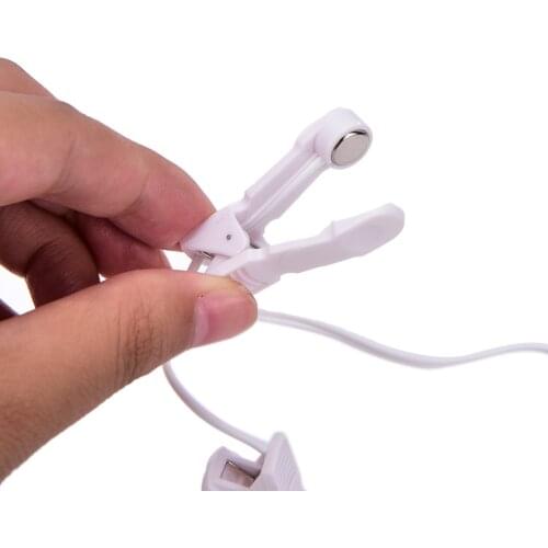 1Pc 2.5mm/3.5mm Plug Electrode Lead Wires Connecting Cables with 2 Ear Clips for Digital TENS Therapy Machine Massager