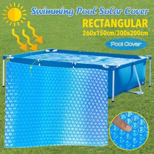 300x200cm Solar Tarpaulin Rectangular Swimming Pool Protection Cover Heat Insulation Film For Indoor Outdoor Frame Pool