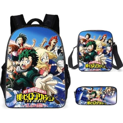 MHA Backpacks Cosplay My Hero Academia Anime Crossbody Bag Pencil Case Three piece 3D Print Schoolbag Travelbag For Teenagers