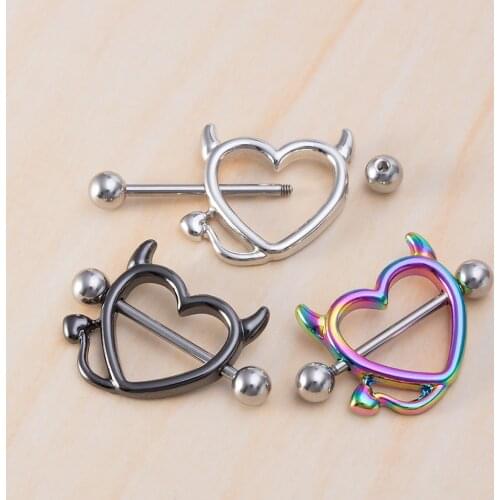 Ox Horn Hearts Nipple Ring Piercing Barbell Bar Rings Surgical Steel Jewelry