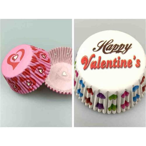 50x pink heart petal shape wedding Cupcake Liners red heart muffin cases baking Cup cake mold for valentines day cake decoration