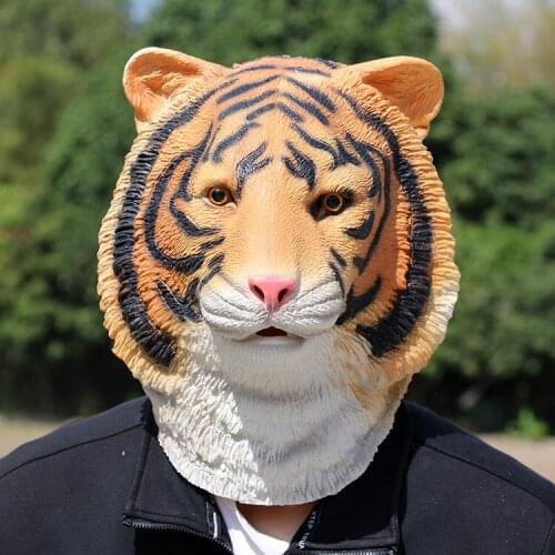 Tiger mask Halloween latex animal mask cos masquerade party headgear