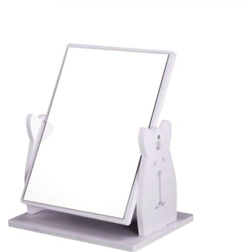 TY342 Rotate Wooden Cute Rabbit Makeup Mirror with Drawer DIY Assembly Desktop Cosmetic Storage Box Organizer Multifunction Rack