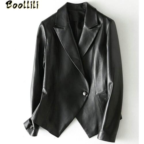 Boollili Womens Real Leather Jacket Spring Autumn Genuine Sheepskin Coat Korean Leather Blazer Jackets Chaqueta Cuero Mujer
