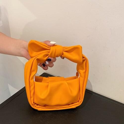 Womens Fashion Bow Square Handbag Designer Simple Solid Chain Shoulder Bag Women Brand Casual Makeup Messenger Bag Woman 2021