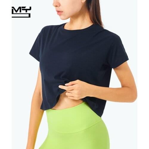 MYS Sport Shirt Women Short Sleeve Summer New Loose Yoga Blouse Breathable Running Fitness Leisure Elastic Workout Gym Crop Top
