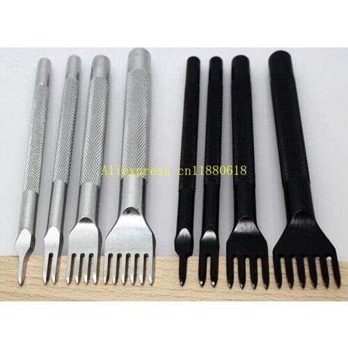 10sets/lot Fast Shipping Professional 4 Style Leather Craft Hole Punch Tools Diamond Point Chisel DIY Leather Hole Tool 4mm