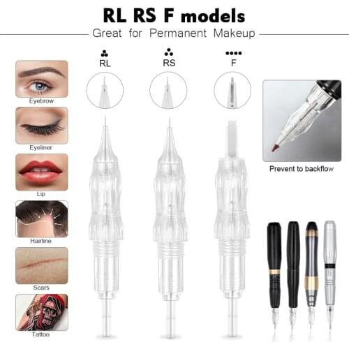 10pcs Tattoo Cartridge Needles For Semi Permanent Microblading Makeup 1RL/3RL/5RL/5RS/5F for Eyebrow/Lips/Eyeliner Machine