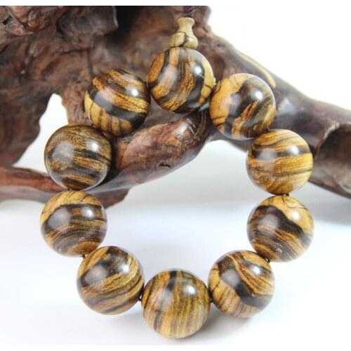 25mm Good Flowers Nanmu Wood Beads Tibetan Buddhism Amulet Bracelet