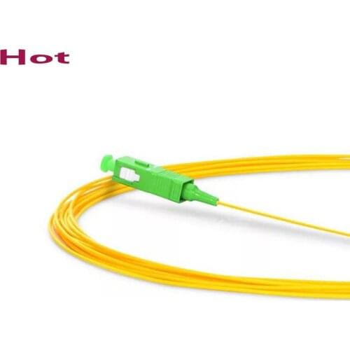 50PCS/lot 9/125 Single Mode Optical fiber pigtail 0.9mm PVC Jacket SC APC Single mode fiber optic Pigtail 1M