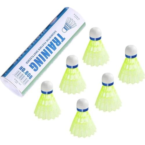 Super Durable And Light Plastic Yellow/White Nylon Badminton Ball Training Ball Plastic Shuttle Cork Wood Ball Head Hot