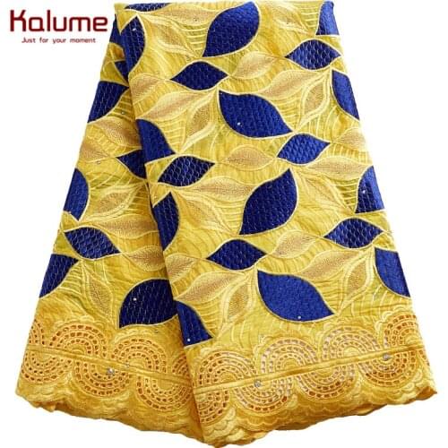 Kalume African Cotton Lace Fabric Dubai Swiss Voile High Quality Nigerian Design Dry Lace Fabric For Diy Party Dress Robes F2455