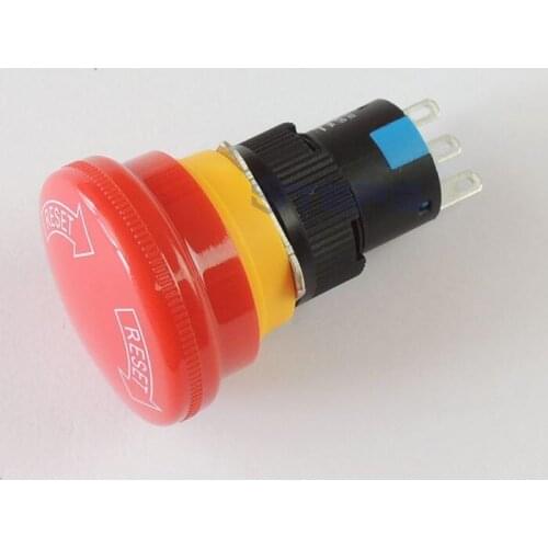 Free shipping Mushroom head emergency button switch self-locking 1NO 1NC LA16-11ZS/A 16mm
