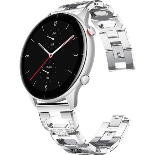 Luxury Diamond Bracelet Stainless Steel Strap for Amazfit GTR 42/47mm 2/2e Watch Band for Huami Amazfit Watch GTS 2/Bip 20 22mm