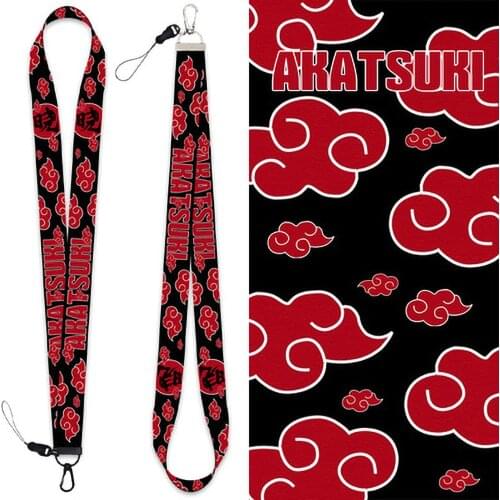 Akatsuki Itachi Red Cloud Keychain Anime Accessories Narutos Neck Strap Phone Chain Cartoon Jewelry Work Id Card Lanyard Gift