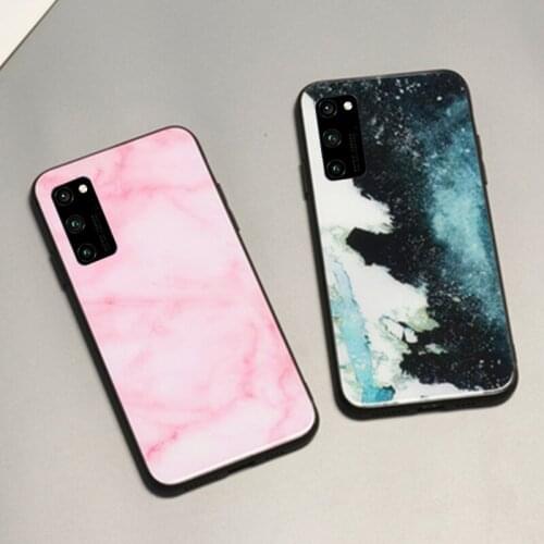For OPPO A52 A72 A92 A92S A81 A91 A41 A1K Case Lovers Marble Hard Tempered Glass back silicone Cover For OPPO A52 A72 Casing