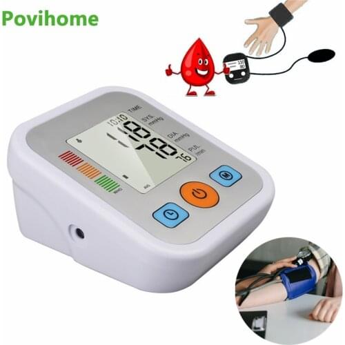 Povihome Digital Arm Blood Pressure Monitor Pulse Meter Heart Rate Monitor Tonometer Sphygmomanometer LCD Display Pulsometer