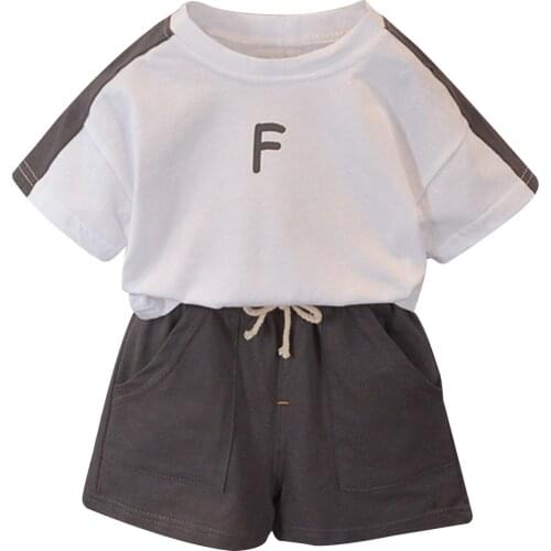 Toddle Boys Sport Outfits Summer Suit Short Sleeves Print T-shirt and Shorts Set for Children Workourt Running Gym Casual Suit