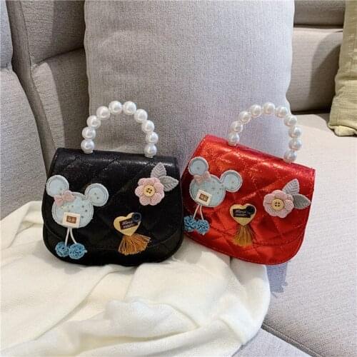 Disney Mickey mouse Childrens cartoon shoulder bag girl messenger bag fashion kid baby small bag pearl handbag
