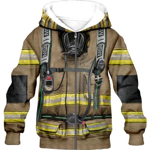 FireFighter Firemen KID 3D print Flannelet thickening type Children zipper coat Sweatshirt/Hooded//family clothing design