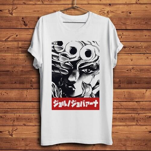 JoJo Adventure Giorno Giovanna Guido Mista Josuke Jotaro funny tshirt Men White Casual short sleeve T Shirt Unisex streetwear