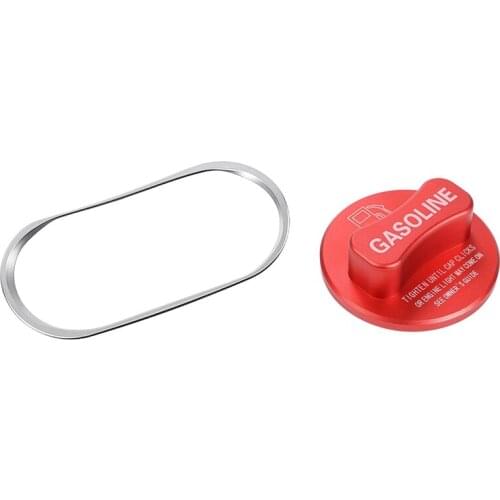 Chrome Cup Holder Cover Trim with Car Aluminum Alloy Fuel Tank Cap Trimming (Gasoline Red)