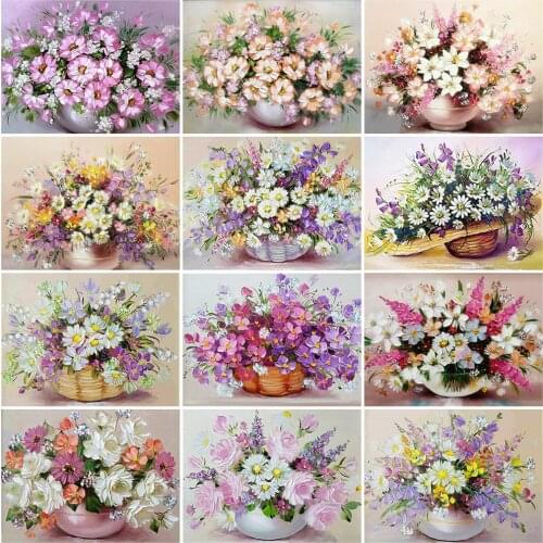 HUACAN 5D Diamond Painting Flowers Cross Stitch Kit Full Drill Diamond Embroidery Mosaic Daisy Art Picture Home Decoration Gift