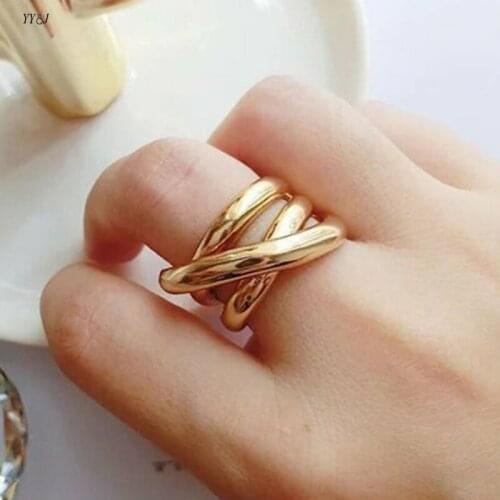 Trinity layered rings for women stainless steel gold open rings free tarnish wholesale items trendy accessories women 2021
