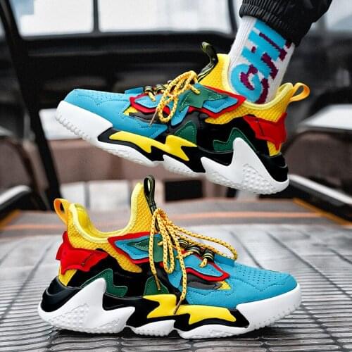 Trendy Shoes Mens Mixed Color Thick-soled Designer Shoes Colorful Mesh Socks Shoes Sneakers Men Comfort Breathable Sneakers Men