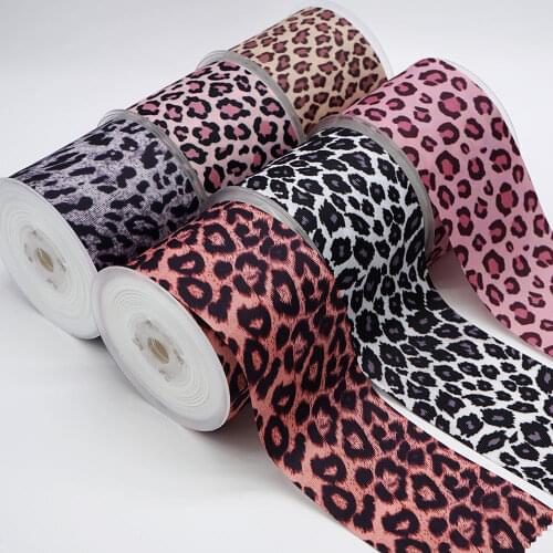 Leopard Ribbon DIY Handmade Materials grosgrain ribbon 50 yard per size printed ribbon 47030
