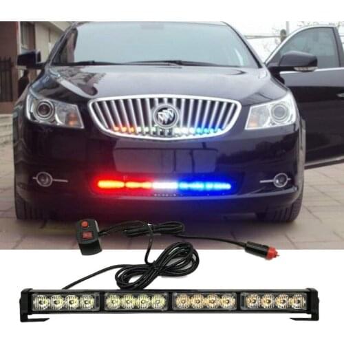 Magnetic DC 12V 16LEDs Car LED Light Police Strobe Light bar Emergency Warning Flashing Fog Lights Red Blue Yellow White Green