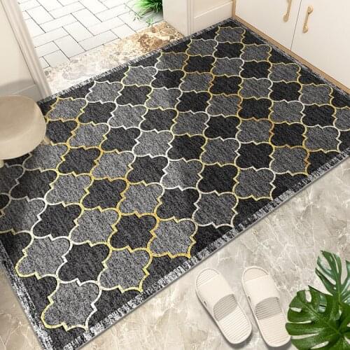 Moroccan Diamond Trellis Pattern Door Rug Shoe Mat for Entryway Super Absorbent Mud Rugs Gray Collection Bohemian Large Carpet