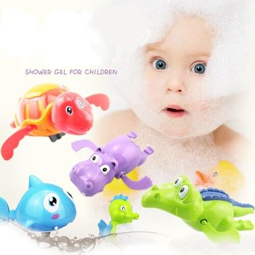 Cute Cartoon Animal Turtle Crocodile Seahorse Baby Bath Toy Chain Clockwork Classic Toys Newborn Infant Swim Educational Toys