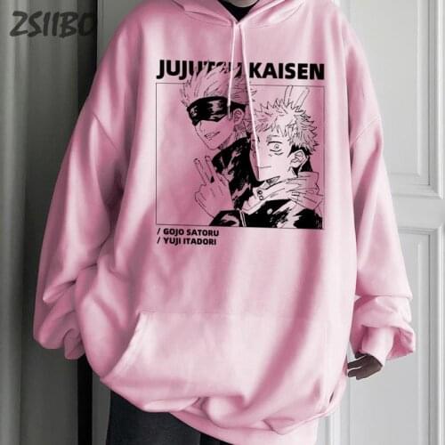 Hip Hop Mens Hoodies Jujutsu Kaisen Print Unisex Winter Hoody Cartoon Anime Harajuku Sweartshirt Male Pullovers Streetwear Coat
