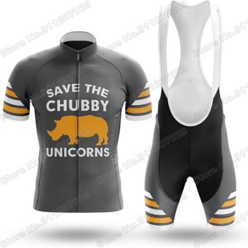 2021 The Chubby Unicorn Mens Cycling Jersey Set Summer Clothing Road Bike Shirts Suit Bicycle Bib Shorts MTB Wear Maillot Ropa