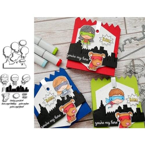 You Are My Hero Stamp and Die Cut Sets New for 2021 Super Girl Super Boy Die Card-Making Die Set for Diy Scrapbook Photo Album