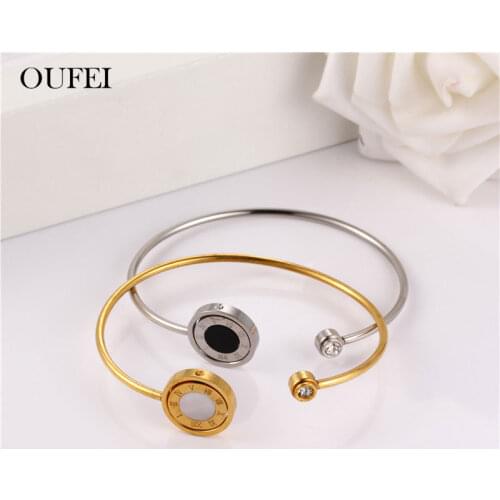 OUFEI Double Shell Bracelets Bangles For Women Stainless Steel Jewelry Woman Accessories Fashion Jewelry Gifts For Girls