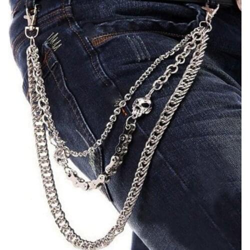 Punk Pants Chains Fashion Rock Jeans Waist Accessories Men Hip hop Skull Pendant