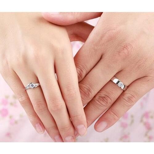 Gift Couple Rings for Women Men Jewelry Fashion Silver Color Austrian Crystal Wedding for Women Engagement Full Size