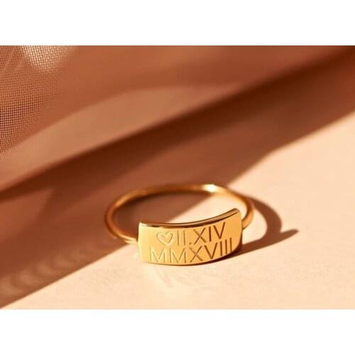 Custom Rectangle Signet Ring for Women Personalized Name Stamp Band 925 sterling silver Jewelry Custom Gold plate Initial Ring