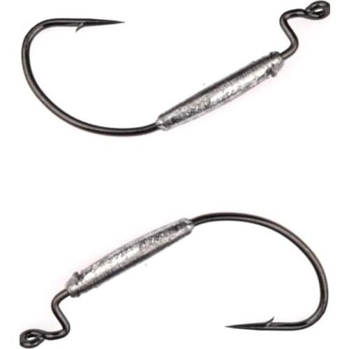 Strong sharp hooks with lead on its handle for soft bait lure crank hook 100 pcs