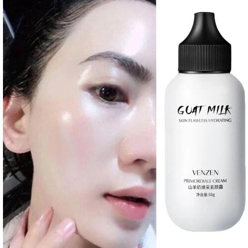 Goats Milk Lazy Face Cream Brightens Refreshing Non-Greasy Face Cream Concealer Lsolation Whitening Makeup