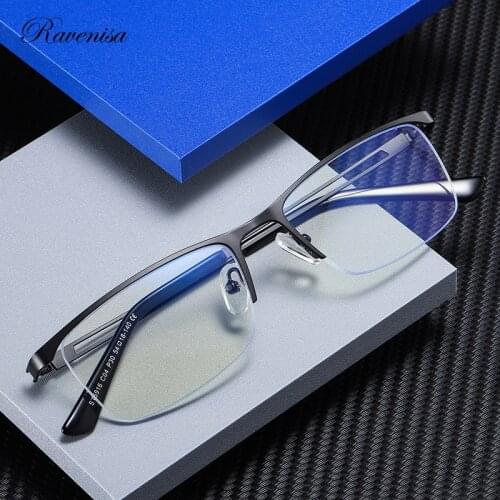Luxury Optical Glasses 2020 Men Square Anti Blue Light Blocking Lenses Computer Male Metal Half Frame Business Eyeglasses