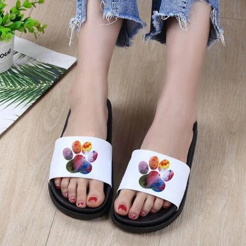 2021 Womens High Quality Printing Slippers Watercolor Dog Paw Female Aesthetics Sandals Woman Casual Beautiful Flip Flops