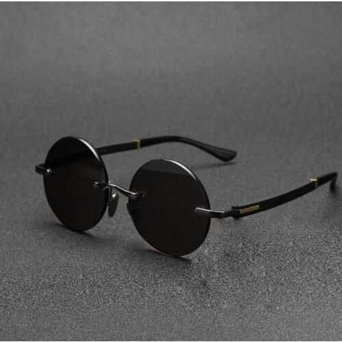 Vazrobe Round Glass Sunglasses Male Stone Glasses Men Rimless Vintage Women Unisex Oversize Gold Frame
