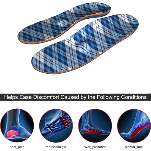 Blue Stripe EVA-High Arch Support Best Orthotic Insoles For Plantar Fasciitis Shock-Absorbant Shoe Memory Foam Insoles Women Men