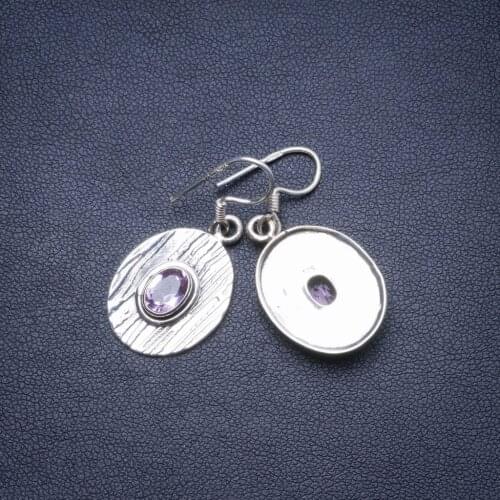 Natural Amethyst Handmade Unique 925 Sterling Silver Earrings 1.5" X4803