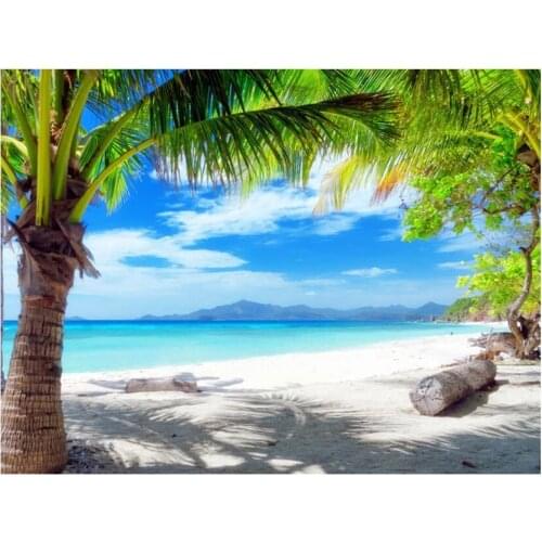 View Sea Beach Diamond Painting Kits Palm Tree Mosaic Embroidery Picture Crystal Rhinestones Stickers Decal Wall Art Craft Gift